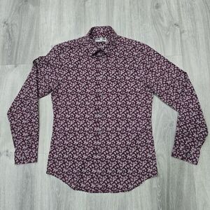 Express Maroon Floral Button Down Shirt